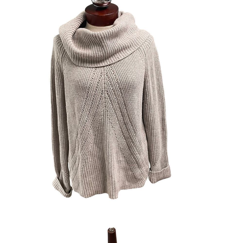 Ann Taylor Cowl Neck Sweater Womens Large Chunky Wool Cashmere Cozy Minimalist